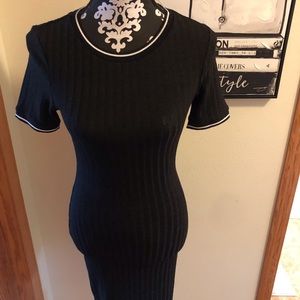 Fitted Ribbed Short Sleeve Dress